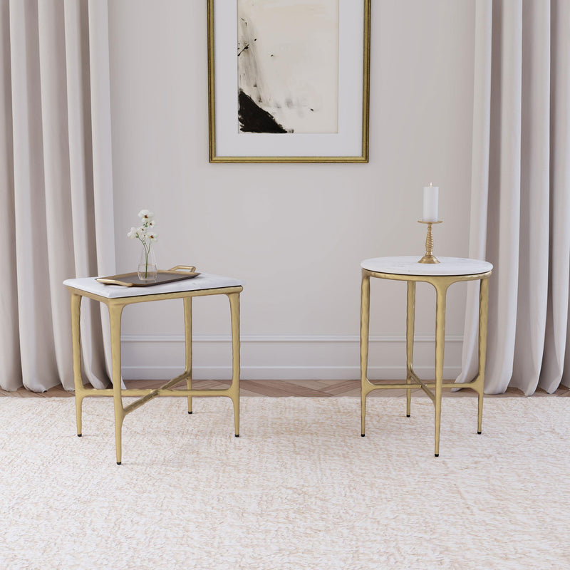  Coaster Furniture Baldwin 930081 Round Marble Top Side Table - White and Gold IMAGE 6