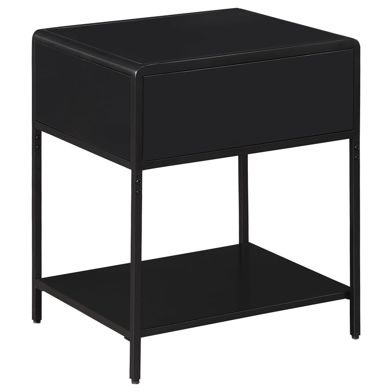  Coaster Furniture Amherst 930235 1-Drawer Radio Weave Cane Metal Bedside Table - Black IMAGE 5