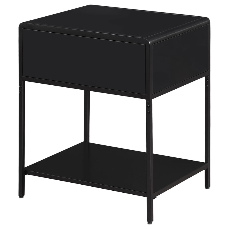  Coaster Furniture Amherst 930235 1-Drawer Radio Weave Cane Metal Bedside Table - Black IMAGE 6