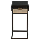 Coaster Furniture Amherst 931631 1-Drawer Radio Weave Cane Metal Side Table - Black IMAGE 3