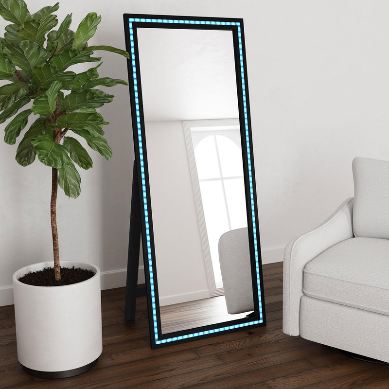 Coaster Furniture Windrose 960962 28 x 67 Inch Tempered LED Standing Mirror - Black IMAGE 17