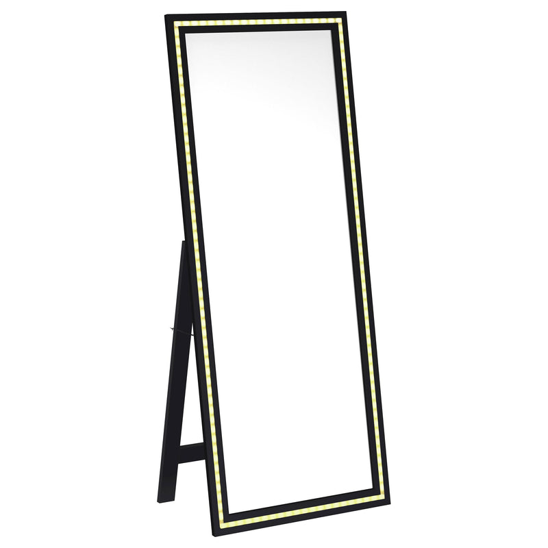 Coaster Furniture Windrose 960962 28 x 67 Inch Tempered LED Standing Mirror - Black IMAGE 5
