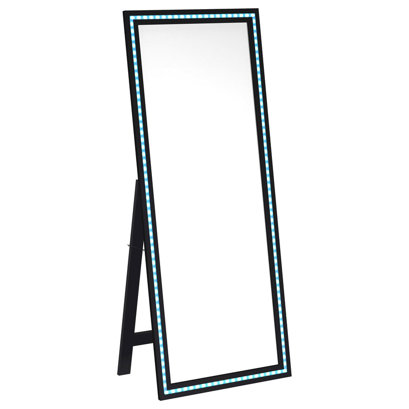 Coaster Furniture Windrose 960962 28 x 67 Inch Tempered LED Standing Mirror - Black IMAGE 7