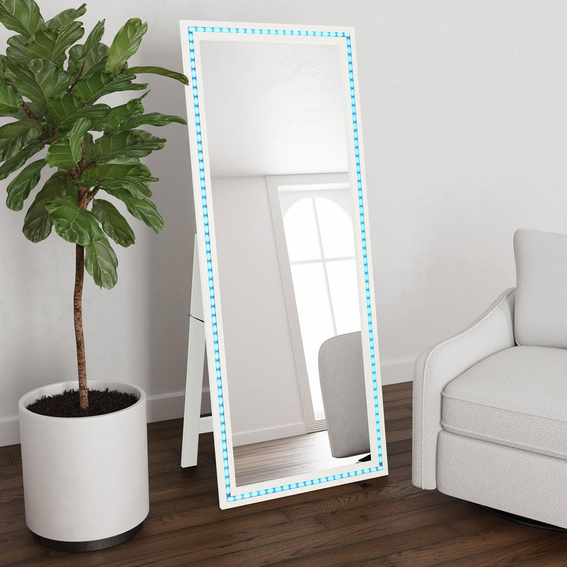 Coaster Furniture Windrose 960963 28 x 67 Inch Tempered LED Standing Mirror - White IMAGE 17