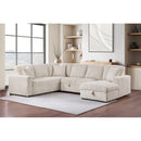  Coaster Furniture Devonshire 501205 Sleeper Sectional Sofa Storage Chaise - Camel IMAGE 12