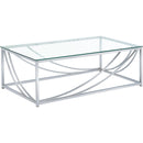  Coaster Furniture Lille 720498-S3 3-piece Glass Top Coffee And End Table Set - Chrome IMAGE 4