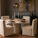  Meridian Duvina Cream Chenille Performance Fabric Upholstered Dining Chair IMAGE 2