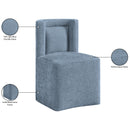  Meridian Duvina Light Blue Chenille Performance Fabric Upholstered Dining Chair IMAGE 10