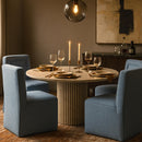  Meridian Duvina Light Blue Chenille Performance Fabric Upholstered Dining Chair IMAGE 2