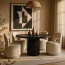  Meridian Cirelle Beige Linen Textured Performance Fabric Upholstered Dining Chair IMAGE 2