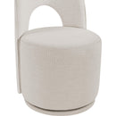 Meridian Cirelle Beige Linen Textured Performance Fabric Upholstered Dining Chair IMAGE 7