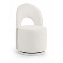  Meridian Cirelle Cream Linen Textured Performance Fabric Upholstered Dining Chair IMAGE 1