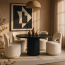  Meridian Cirelle Cream Linen Textured Performance Fabric Upholstered Dining Chair IMAGE 2