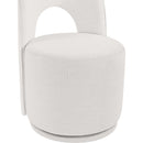  Meridian Cirelle Cream Linen Textured Performance Fabric Upholstered Dining Chair IMAGE 7