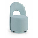  Meridian Cirelle Light Blue Linen Textured Performance Fabric Upholstered Dining Chair IMAGE 1