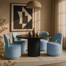  Meridian Cirelle Light Blue Linen Textured Performance Fabric Upholstered Dining Chair IMAGE 2