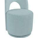  Meridian Cirelle Light Blue Linen Textured Performance Fabric Upholstered Dining Chair IMAGE 7