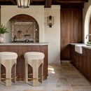  Meridian Bocceli Cream Velvet Upholstered Counter Stool IMAGE 2