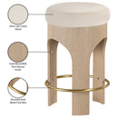  Meridian Bocceli Cream Velvet Upholstered Counter Stool IMAGE 7