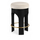  Meridian Bocceli Cream Velvet Upholstered Counter Stool IMAGE 1