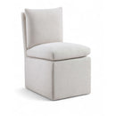  Meridian Nelori Cream Linen Textured Performance Fabric Upholstered Dining Chair IMAGE 1