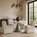  Meridian Nelori Cream Linen Textured Performance Fabric Upholstered Dining Chair IMAGE 2