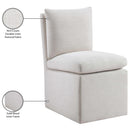  Meridian Nelori Cream Linen Textured Performance Fabric Upholstered Dining Chair IMAGE 9