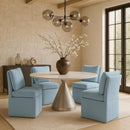  Meridian Nelori Light Blue Linen Textured Performance Fabric Upholstered Dining Chair IMAGE 2