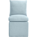  Meridian Nelori Light Blue Linen Textured Performance Fabric Upholstered Dining Chair IMAGE 3