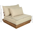  Meridian Mirella Tan Water Resistant Fabric Upholstered Outdoor Patio Modular Armless Chair IMAGE 7