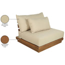  Meridian Mirella Tan Water Resistant Fabric Upholstered Outdoor Patio Modular Armless Chair IMAGE 8