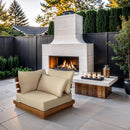  Meridian Mirella Tan Water Resistant Fabric Upholstered Outdoor Patio Modular Corner Chair IMAGE 2