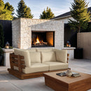  Meridian Mirella 76" Tan Water Resistant Fabric Upholstered 2 pc Outdoor Patio Modular Loveseat IMAGE 2