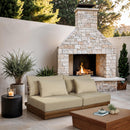  Meridian Mirella 74" Tan Water Resistant Fabric Upholstered 2 pc Outdoor Patio Modular Loveseat IMAGE 2