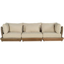  Meridian Mirella 113" Tan Water Resistant Fabric Upholstered 3 pc Outdoor Patio Modular Sofa IMAGE 3