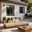  Meridian Mirella 111" Tan Water Resistant Fabric Upholstered 3 pc Outdoor Patio Modular Sofa IMAGE 2