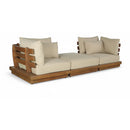  Meridian Mirella 113" Tan Water Resistant Fabric Upholstered 3 pc Outdoor Patio Modular Sofa IMAGE 1