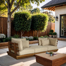  Meridian Mirella 113" Tan Water Resistant Fabric Upholstered 3 pc Outdoor Patio Modular Sofa IMAGE 2