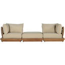  Meridian Mirella 113" Tan Water Resistant Fabric Upholstered 3 pc Outdoor Patio Modular Sofa IMAGE 3