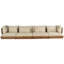 Meridian Mirella 150" Tan Water Resistant Fabric Upholstered 4 pc Outdoor Patio Modular Sofa IMAGE 3