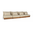  Meridian Mirella 148" Tan Water Resistant Fabric Upholstered 4 pc Outdoor Patio Modular Sofa IMAGE 1