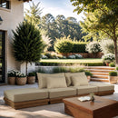  Meridian Mirella 148" Tan Water Resistant Fabric Upholstered 4 pc Outdoor Patio Modular Sofa IMAGE 2