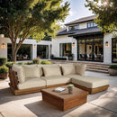  Meridian Mirella 113" Tan Water Resistant Fabric Upholstered 4 pc Outdoor Patio Modular Sectional IMAGE 2