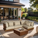  Meridian Mirella 113" Tan Water Resistant Fabric Upholstered 4 pc Outdoor Patio Modular Sectional IMAGE 2