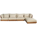  Meridian Mirella 150" Tan Water Resistant Fabric Upholstered 5 pc Outdoor Patio Modular Sectional IMAGE 3