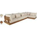  Meridian Mirella 150" Tan Water Resistant Fabric Upholstered 5 pc Outdoor Patio Modular Sectional IMAGE 8