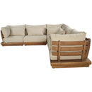  Meridian Mirella 113" Tan Water Resistant Fabric Upholstered 5 pc Outdoor Patio Modular Sectional IMAGE 3