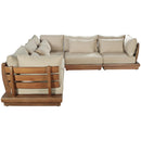  Meridian Mirella 113" Tan Water Resistant Fabric Upholstered 5 pc Outdoor Patio Modular Sectional IMAGE 4