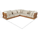  Meridian Mirella 113" Tan Water Resistant Fabric Upholstered 5 pc Outdoor Patio Modular Sectional IMAGE 7