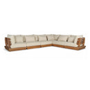  Meridian Mirella 150" Tan Water Resistant Fabric Upholstered 6 pc Outdoor Patio Modular Sectional IMAGE 1